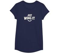 Just Wing It: Ali d'angelo motivazionali Maglietta, Ragazze, Navy, L