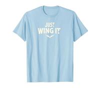 Just Wing It: Ali d'angelo motivazionali Maglietta, Uomo, Celeste, L