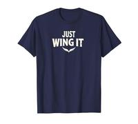 Just Wing It: Ali d'angelo motivazionali Maglietta, Uomo, Navy, L