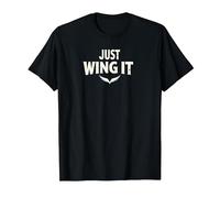Just Wing It: Ali d'angelo motivazionali Maglietta, Uomo, Nero, L