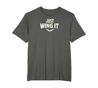 Just Wing It: Ali d'angelo motivazionali Maglietta, Uomo taglie grandi, Asfalto, 6X Tall