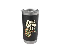 Just Wing It - Giocatore di freccette divertente Bullseye Bicchiere termico in acciaio inox doppia parete