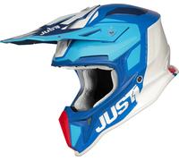 Just1 J18 Pulsar Casco motocross, bianco-rosso-blu, taglia L per maschi