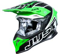 Just1 J39 Thruster Casco da motocross, nero-bianco-verde, taglia L per maschi