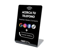JUSTAP Pro - Supporto NFC per recensioni Google e social network, compatibile con iPhone e Android, statistiche, senza abbonamento