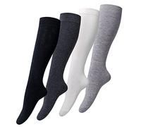 Justay Comf 4 Paia Calze a Ginocchio Calzettoni da Donna Calze Gambaletto Calzini Lunghi Donna OverKnee Calze Calzini Gambaletti di Coscia Retro Casual Socks