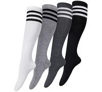 Justay Comf 4 Paia Calze a Ginocchio Calzettoni da Donna Calze Gambaletto Calzini Lunghi Donna OverKnee Calze Calzini Gambaletti di Coscia Retro Casual Socks