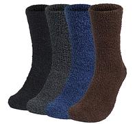 Justay Comf 4 Paia Calze Uomo Spugna Termiche e Calzini Uomo Lunghe in Inverno Taglia unica Mix3