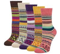 Justay Comf 5 Paia Calzini Donna Merino Calze Termiche in Lana Morbido Calzini Donna Invernali in Cotone Colorati Calzini Termici Donna Casual Inverno e Autunno