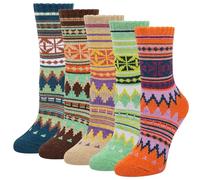 Justay Comf 5 Paia Calzini Donna Merino Calze Termiche in Lana Morbido Calzini Donna Invernali in Cotone Colorati Calzini Termici Donna Casual Inverno e Autunno