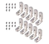 Justech 10Pz T Slot Profilo in Alluminio con Staffe a Forma di L in Lega di Zinco Connettore d'Angolo Interno da 90 Gradi Tono d'Argento (Norma europea 3030)