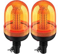 Justech 2 Pezzi Lampeggiante Stroboscopica 80LED 12V 24V Impermeabile con 3 Modalità Illuminazione Rotante Segnalazione Palo DIN Arancione di Emergenza per Rimorchio Trattore Camion