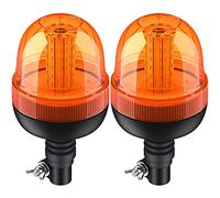 Justech 2 Pezzi Luce Lampeggiante Stroboscopica 60LED 12V 24V Impermeabile con 3 Modalità Illuminazione Luce Rotante Flash Arancione con Sede Flessibile del Palo DIN per Rimorchio Trattore Camion