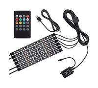 Justech 6 Pezzi 72 LED Auto Strisce Luce Interni Auto Neon 6x12 LED Multicolore Luci Dimmerabili 12V RGB Illuminazione Atmosfera Decorazione SMD Impermeabile con Controllo Musica Wireless - USB Porta