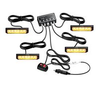 Justech 6 x Luce Stroboscopica Luci LED Lampeggiante 12V 24 V Impermeabile con Staffe di Montaggio + 8 Modalità Strobo Universale per Veicolo Rimorchio Caravan Trattore Camion - E-mark
