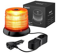 Justech 72 LED Luce Stroboscopico d'Emergenza con 5m Cavi e Spina Accendisigari 12/24V Lampeggiante Rotante Base Magnetica 6 Modalità di Lampeggio per Camion Trattore - Luce Gialla/Copertura Gialla