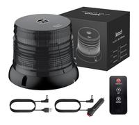 Justech 72 LED Luce Stroboscopico d'Emergenza con Telecomando Wireless a Radiofrequenza Lampeggiante Rotante Base Magnetica 6 Modalità di Lampeggio per Camion Trattore - Luce Gialla/Copertura Nera