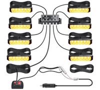 Justech 8 x 6LED Luce Stroboscopica a 12V 24 V Lampada di Emergenza Strobo LED Lampeggiante Impermeabile con Staffe di Montaggio + 14 Modalità Strobo Universale per Veicolo Rimorchio Caravan Trattore