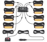 Justech 8 x 6LED Luce Stroboscopica Luce di Avvertimento Lampeggiante 12V 24 V Impermeabile 30 Modalità Luce LED Stroboscopica Lampeggiatore per Veicolo Rimorchio Trattore Camion