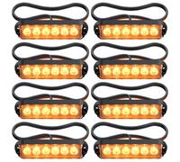 Justech 8PZ 6LED Luce Stroboscopica Luci LED Lampeggiante 12V 24 V Impermeabile Luce di Avvertimento Ambra con 22 Modalità Strobo Universale per Veicolo Rimorchio Caravan Trattore Camion