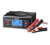 Justech Caricabatteria per auto intelligente da 6/8/12/14/16/24 V e mantenitore 0-10 A completamente automatico con morsetti per cavi