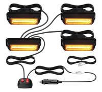 Justech Kit Luci Lampeggianti 9cm-COB Luci LED Lampeggiante con Staffe di Montaggio con Pulsante Interruttore di modalità 12V 24 V Universale per Veicolo Rimorchio Caravan Trattore Camion - E-Mark