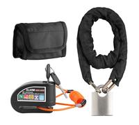 Justech Lucchetto per catena per bicicletta, lucchetto + allarme per moto, lucchetto a disco, due modalità, blocco freno a disco 110 dB