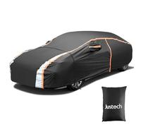 Justech Telo Copriauto Impermeabile Antipolvere UV 490x190x150cm Telo Antigrandine per Auto Esterni per Tutte le Condizioni Atmosferiche con Zip Laterale, Bande Rifrangenti e Isolamento Termico