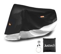 Justech Telo Moto da Esterno Interno Telo Coprimoto Impermeabile Telo Moto in 210D Oxford Tessuto con Fori di Blocco Telo Copri Moto per Esterno Universale per Scooter Moto Bici, 245x105x125cm