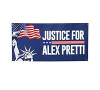 Justice For Alex Pretti Banner Sign 2x4 Ft Ice Out God Bless Pretti Flag Banner per festival, feste e vacanze con 4 occhielli in metallo