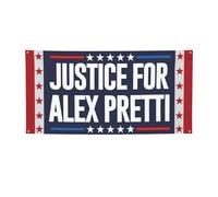 Justice For Alex Pretti Banner Sign 2x4 Ft Ice Out God Bless Pretti Flag Banner per festival, feste e vacanze con 4 occhielli in metallo
