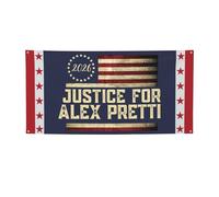 Justice For Alex Pretti Banner Sign 3x6 Ft Ice Out God Bless Pretti Flag Banner per festival, feste e festività con 4 occhielli in metallo