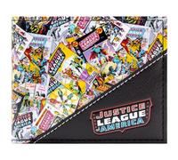 Justice League America Collezione di Copertine dei Fumetti Portafoglio/Portamonete Bi-Fold ID & Porta Carte, Nero