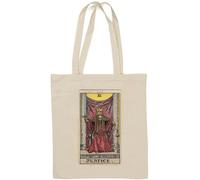 Justice Tarot Card Art Logo Naturale Cotone Tote Bag Bianco