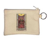 Justice Tarot Card Art Logo Portachiavi Portamonete Beige, Beige, Taglia unica