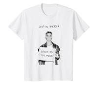 Justin Bieber Ufficiale Cosa intendi con Copertina Singola B&W Maglietta, Bambini, Bianco, 6 Anni