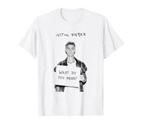 Justin Bieber Ufficiale Cosa intendi con Copertina Singola B&W Maglietta, Uomo, Bianco, S