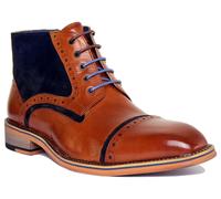 JUSTINREESS ENGLAND Hi Dennis Uomo Pelle Robuste Stivale IN BROWN BLUE Misura UK