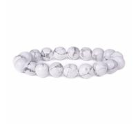Justinstones 10 mm Perline Rotonde Semi preziosa Gemma Braccialetto Elastico 16,5 cm Unisex, Materiale Non Metallico, Colore: White Howlite, cod. JUS-170328-15