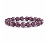 Justinstones 10 mm perline rotonde semi preziosa gemma braccialetto elastico 16,5 cm unisex, materiale non metallico, colore: Lepidolite Lithium Mica, cod. JUS-170328-34