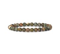 Justinstones perline rotonde 6 mm semi preziosa gemma braccialetto elastico 16,5 cm unisex e materiale non metallico, colore: Rhyolite Jasper