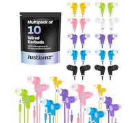 JustJamz® Basic | Confezione da 10 auricolari stereo da 3,5 mm | auricolari Bulk Earbuds | Disposable Headphones Wholesale | Multi-Color Earphones for Schools, Kids, Classroom & Libraries
