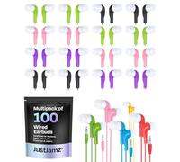 JustJamz® Basic | Confezione da 100 auricolari Jelly Roll | Jack audio da 3,5 mm per iPhone, Android e laptop | Cuffie usa e getta per bambini e adulti | Colori assortiti