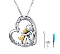 JUSTKIDSTOY Collana con urna a forma di cane, gatto, colibrì, in argento Sterling S925, a forma di cuore, gioiello commemorativo per donne, mm, Argento sterling, Zirconie sintetico
