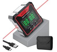 JUSTOOL Angle Finder Digitale con Ricarica USB LCD Inclinometro 4x90° con Magnetico Forte su 4 Lati Level Box Goniometro Impermeabile IP54 per Carpenteria Edilizia Muratura Automobile