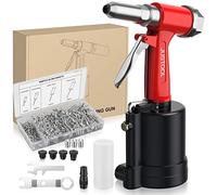 JUSTOOL Pistola Pneumatica per Rivetti Set 500Pz Rivetti Rivettatrice Pneumatica 4 Taglie 2.4mm-4.8mm Kit Rivettatrice ad Aria per Casa Ristrutturazione Industria Riparazione Auto