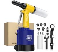 JUSTOOL Rivettatrice Pneumatica - 1780KGF/3916LBF Tirando Rivettatrice ad Aria Kit Rivettatrice Pneumatica per Rivetti da 2,4 mm 3,2 mm 4,0 mm 4,8 mm 6,4 mm per Fabbricazione Decorazione Macchine