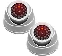JUSTOP 2x Dome Dummy CCTV Camera Esterna / Interna Impermeabile Con Reality LED Luce Falso CCTV Cam - Bianco (confezione doppia)