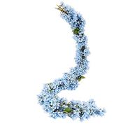 JUSTOYOU 2 Pz 5.7FT Artificiale Sakura Cherry Blossom Fiori Appesi Vite Falso Sakura Ghirlanda Falso Oriental Cherry Wreath Casa Giardino Festa di Nozze Decor（Blu）