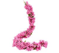 JUSTOYOU 2 Pz 5.7FTArtificiale Fiori Di Ciliegio Appesi Vite Falso Sakura Ghirlanda Falso Oriental Cherry Wreath Casa Giardino Festa di Nozze Decor（Rose Red）